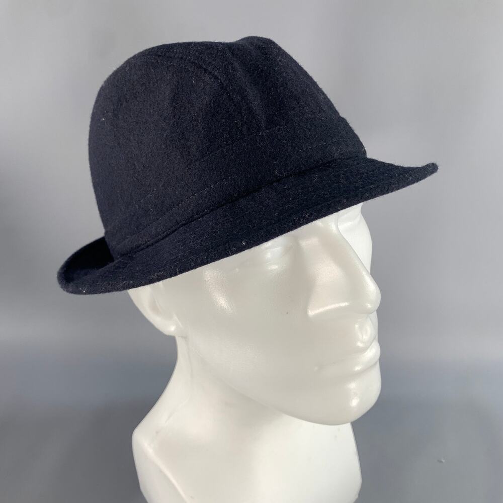 SAXONY LOOK Size L Navy Indigo Solid Wool Blend Hats